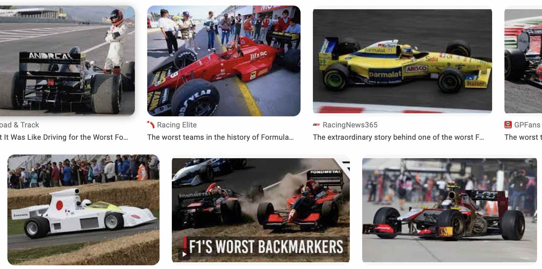 The Worst Formula 1 Teams in History